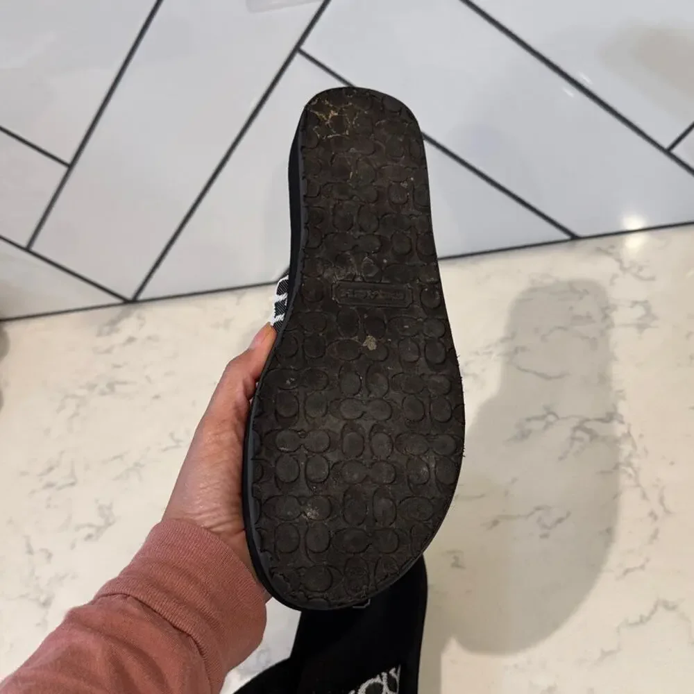 Coach Jessalyn Signature Monogram Black Flip Flops Sandals thick sole Y2K preppy - Picture 9 of 10